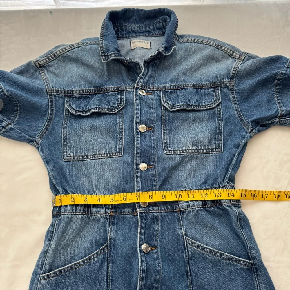 Free People We The Free Marci Denim Jumpsuit in High Noon Size Small - Picture 14 of 15